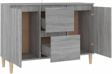 Комод vidaXL з 2 шухлядами і 2 дверцятами, сіро-дубовий Sonoma, 103,5x35x70 см, деревостружкова плита, багатофункціональна тумба для вітальні чи спальні