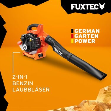 Бензиновий листозбирач/подрібнювач FUXTEC FX-LBS126 4в1 з 2 повітропроводами та мішком 45л – потужний, протестований, швидкість 71 м/с