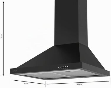 Витяжка кухонна піраміда Cecotec Bolero Flux PM 604300, 60 см, потужність 430 м³/год, механічне керування, чорна