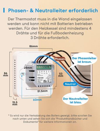Meross Matter Термостат для радіатора Wi-Fi, сумісний з HomeKit, Alexa та Google Assistant (для опалення будинку/теплої підлоги)