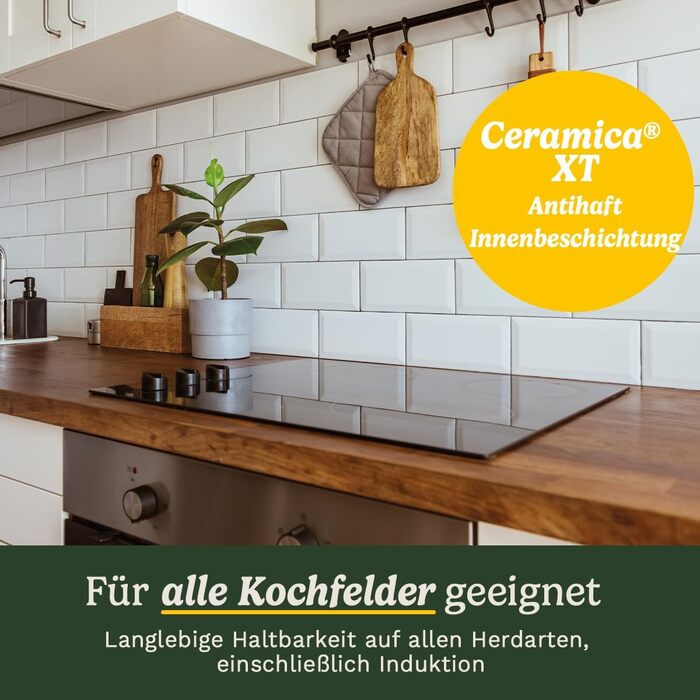 Набір посуду Cuisinart Ceramica XT 11 предметів: каструлі, сковороди, сотейник, пароварка, антипригарне керамічне покриття з титановим зміцненням, без PTFE, PFOA та PFAS, для всіх типів плит, чорний колір