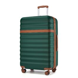 Валіза KONO XL (75 см) розширена, легка, з твердим корпусом та TSA-замком, темно-зелений/коричневий