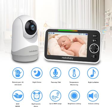 Відеоняня HelloBaby HB6250 з камерою та аудіо, 5