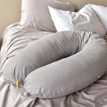 Подушка для годування sei Design XXL 190x30 см – персоналізована, з іменем та датою народження, подарунок для немовлят, хлопчика чи дівчинки, сіра, велика, зіркове небо, подушка для вагітних