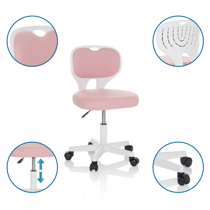 Дитяче офісне крісло KIDDY TOP W, оббивка тканина, рожеве