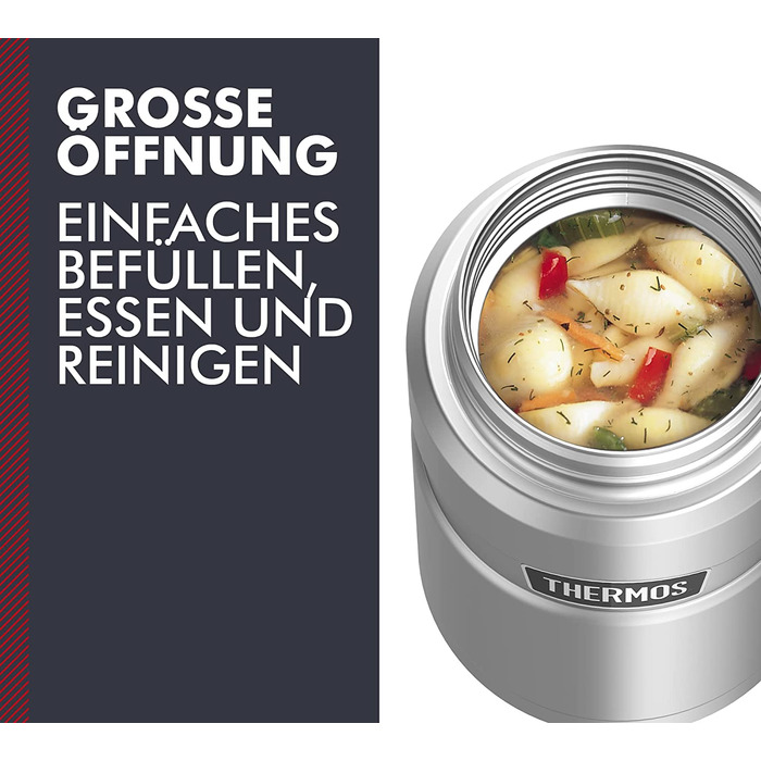 Термос для їжі Thermos STAINLESS KING 0,71 л з нержавіючої сталі, зберігає тепло 14 годин і холод 24 години, герметичний, великий харчовий контейнер для супу, мюслі, страв, підходить для миття в посудомийній машині, без ложки