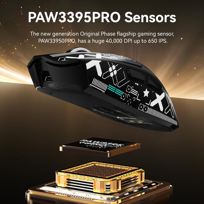 Ігрова миша Attack Shark X1 з RGB док-станцією, сенсором PixArt PAW3395PRO, 40000 DPI, бездротова/дротова (BT/2.4G), вага 53г, біла/чорна