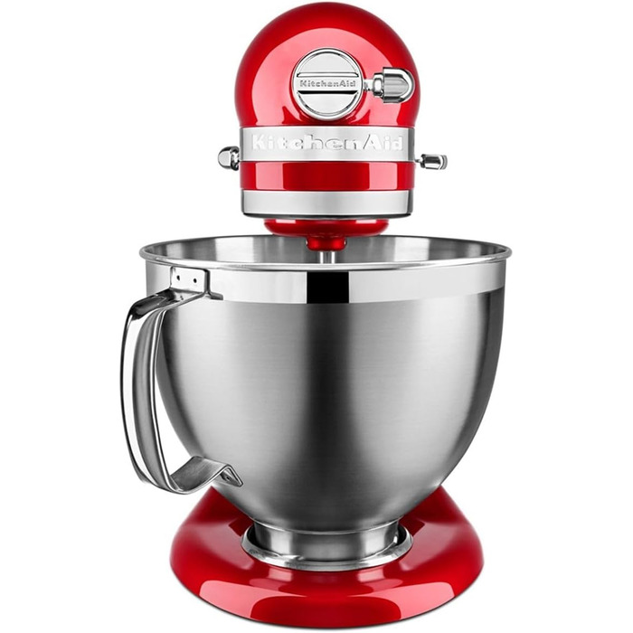 Кухонна машина KitchenAid Artisan — планетарний міксер з 2 чашами та 3 насадками з нержавіючої сталі, 4.8 л, колір: червоний (Liebesapfelrot)