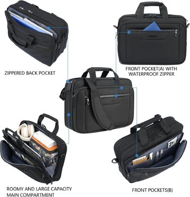 Сумка для ноутбука VANKEAN Premium Briefcase, чохол-кейс для ноутбука до 15.6 дюймів, чорний