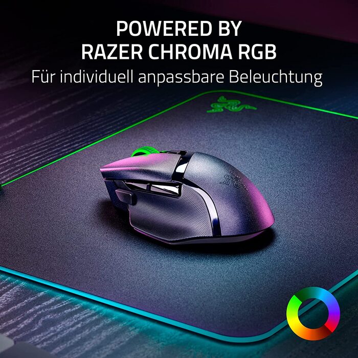 Бездротова ігрова миша Razer Basilisk V3 Pro з оптичним сенсором Focus Pro 30K, колесом HyperScroll та RGB-підсвіткою Chroma, чорна