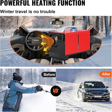 Автономний дизельний опалювач VEVOR 12V 8kW з LCD-дисплеєм, пультом дистанційного керування та Bluetooth, 10м, 0.16-0.52 л/год