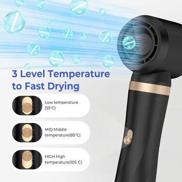 UMIGA Airstyler 5 в 1: Фен-щітка, кругла щітка, плойка та випрямляч для волосся 1000 Вт, 3 режими нагріву, рожево-чорний