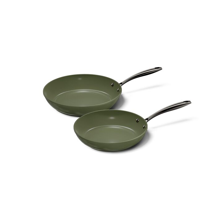 Набір сковорідок Cook&Pan Induktion Dark Olive 24/28 см з керамічним антипригарним покриттям Greenshield (без PFAS та тефлону) - 2 шт.