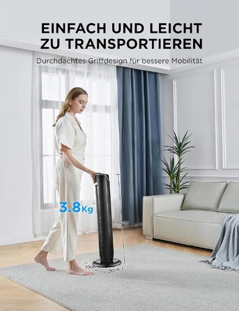 Вентилятор підлоговий Midea FZ10-17JR 92 см з пультом, 3 режими, 3 швидкості, таймер 7 год, чорний