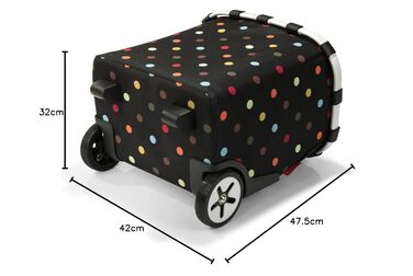 Reisenthel Carrycruiser Dots – Сумка-візок для покупок із міцною алюмінієвою рамою, плечовим ременем, знімною сітчастою внутрішньою кишенею, водовідштовхувальна