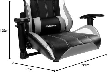 Ігрове крісло DRIFT DR175GRAY, професійне, екошкіра, 2D підлокітники, клас 4, обертальне, чорний/сірий