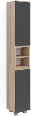 Шафа для ванної Vicco J-Shape, дуб сонома/антрацит, 30x190 см