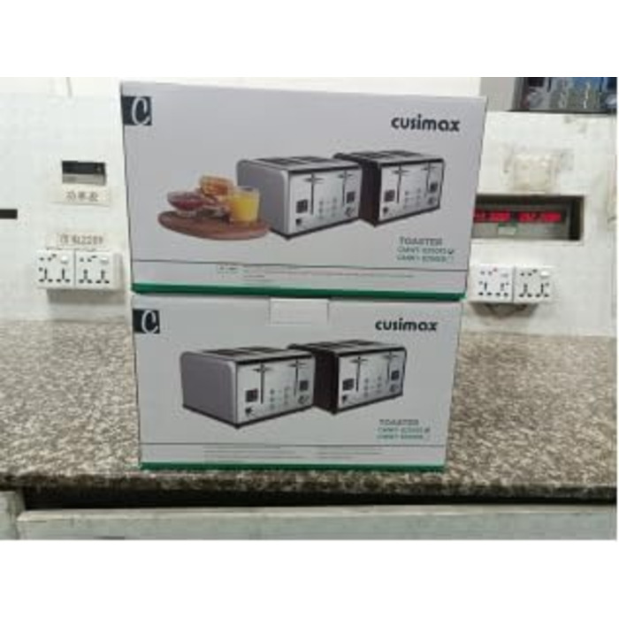 Тостер на 4 скибки CUSIMAX з LED-дисплеєм, чорний нержавійка, 4 широкі відсіки, 2 незалежні панелі керування, 6 рівнів підсмажування, функції скасування, підігріву та розморожування
