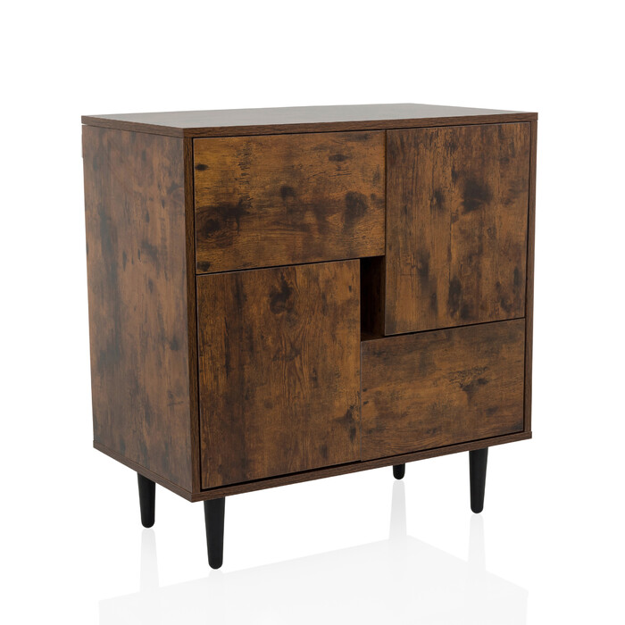 Сервант / комод LYKKJA 77x39,5x72 см 2 шухляди 2 двері коричневий/чорний hjh LIVING