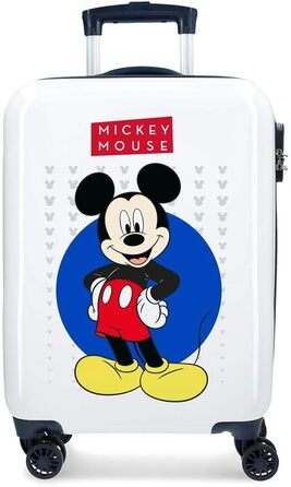Дитяча валіза Disney Mickey, біла, 40x55x20 см, ABS, кодовий замок, 34 л, 2,8 кг, 4 колеса, ручна поклажа