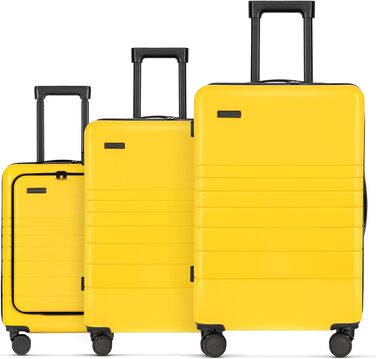 Валіза ETERNITIVE з ABS, жорсткий чемодан на 4 подвійних колесах 360°, з TSA-замком, набір з 3-х валіз, жовтий