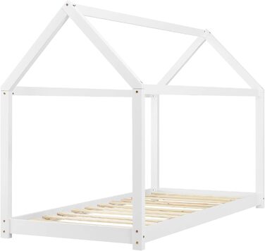 Дитяче ліжко Netstal Hausbett Bodenbett з сосни, 90x200 см, білий колір, без матрацу