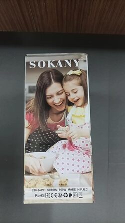 Ручний міксер SOKANY 800Вт з нержавіючої сталі, 5 швидкостей, вихідна кнопка, 2 гаки для тіста та 2 вінички (CX-6651)