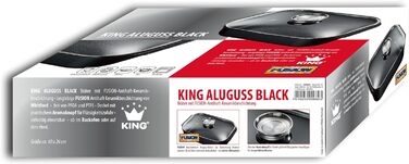 Жаровня King Aluguss чорна з кришкою, 40x26 см, з аромакнопкою та антипригарним покриттям Fusion