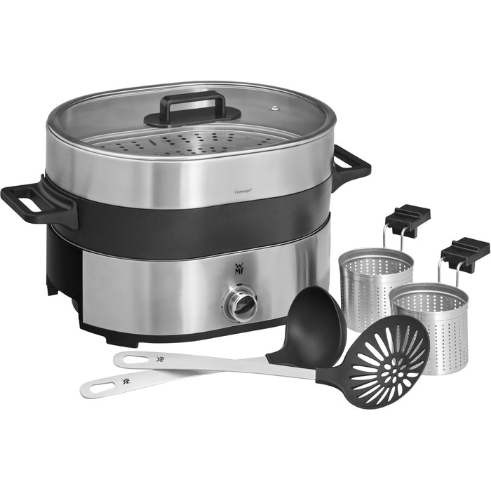 WMF Küchenminis 220 Вт: Міні-пароварка з контейнером для ланчу, компактний, Cromargan® матовий (Пароварка та Hot Pot)