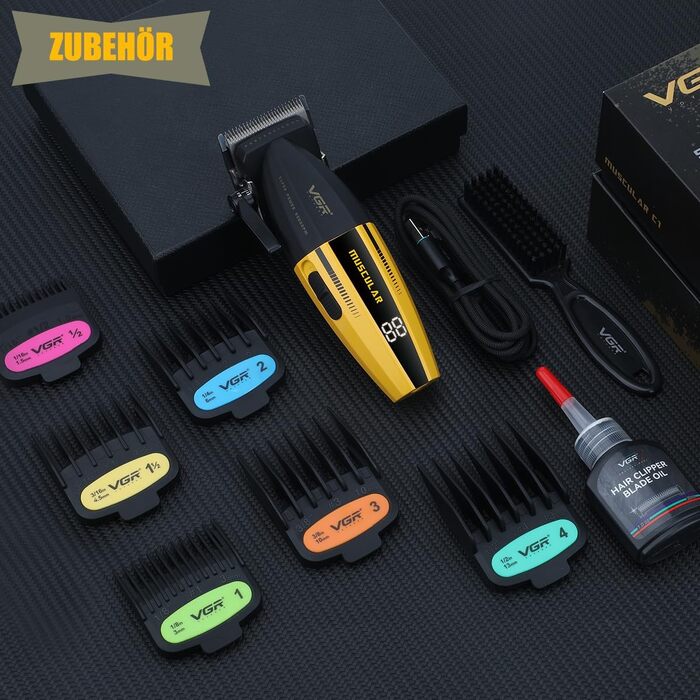 Машинка для стрижки VGR 285 Fresh Fade професійна, акумуляторна, 9000 об/хв, з LED-дисплеєм для чоловіків