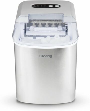 Льодогенератор H.Koenig KB14, 12 кг/день, 2 розміри, нерж. сталь, 2.1 л, 120 Вт, сріблястий