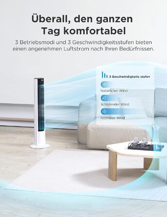 Вентилятор підлоговий Midea FZ10-19BRA з мідним мотором, пульт, таймер 7 год, 3 режими, білий 110 см