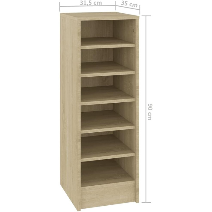 Шафа для взуття vidaXL на 6 відділень, дуб сонома, 31,5x35x90 см, ДСП, комод для зберігання взуття