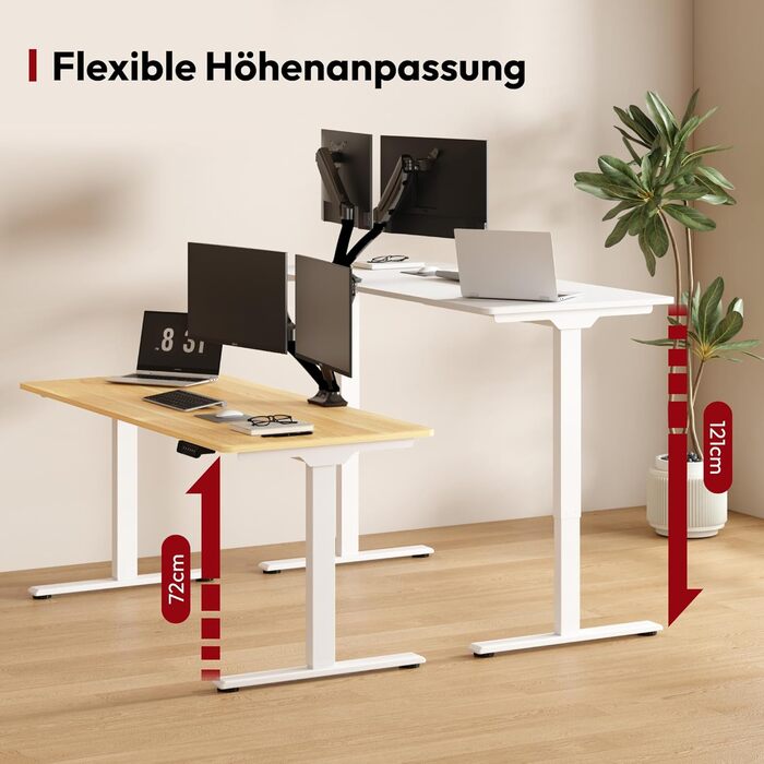 Електричний стіл SANODESK з регулюванням висоти, 140x70 см, 2 моторa, пам'ять, білий+клен, для роботи стоячи та сидячи