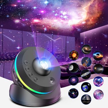 Проєктор зоряного неба VanSmaGo 8-го покоління Sternenhimmel Galaxy: Планетарій, нічник HD з обертанням 360°, таймером та регульованим режимом