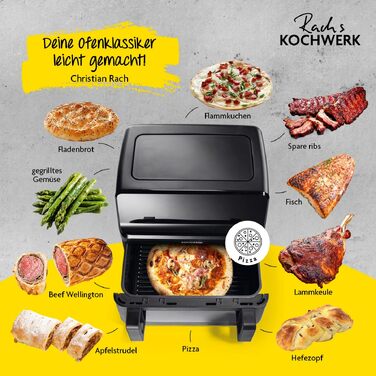 Аерофритюрниця Rachs KOCHWERK Vario-Doppelkammer 9 л з подвійною камерою, сенсорним керуванням та 8 програмами, 2700 Вт, чорна