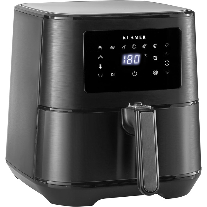 Аерофритюрниця KLAMER Duo 9L з двома кошиками, цифровим дисплеєм та 10 програмами, 3000 Вт, чорна
