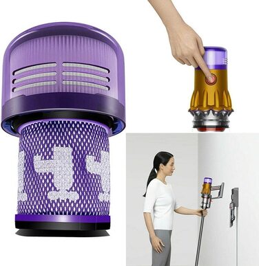 HEPA фільтр для пилососа Dyson V12 Detect Slim, комплект 3 фільтри + щітка, змінний фільтр 971517-01, аксесуари для акумуляторного пилососа