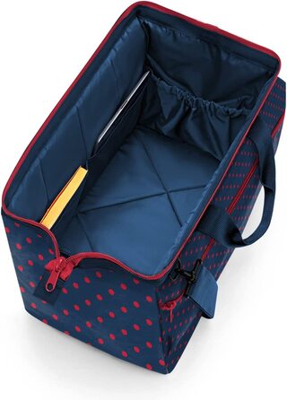 Сумка Reisenthel Allrounder L Pocket, універсальна дорожня та робоча докторська сумка з кишенею, для подорожей, роботи та відпочинку, з функцією кріплення на валізу, червона з принтом Mixed Dots