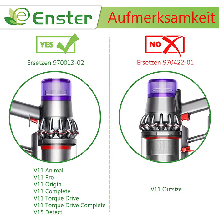 Фільтр для пилососа Dyson V11, 3 шт., миючий, змінний, сумісний з SV14 Animal, Drehmomentantrieb, Komplett, заміна DY-970013-02