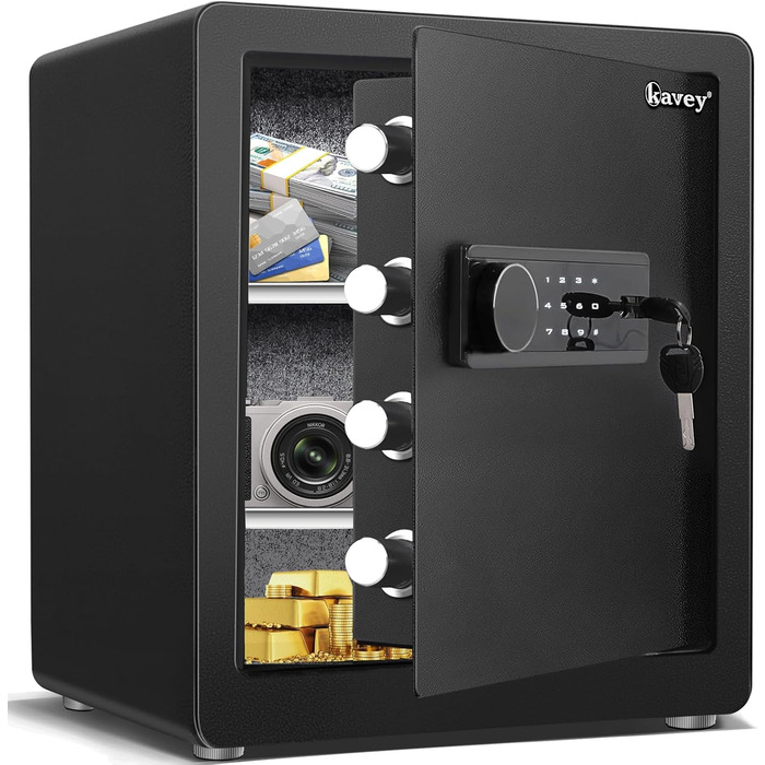 Сейф Kavey 50 л з сенсорною клавіатурою, LED-підсвіткою, двома сигналізаціями, для дому, готелю та офісу