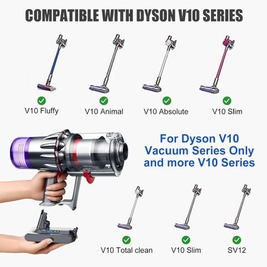 Акумулятор Vunzo 6000mAh для пилососа Dyson V10 (Animal, Absolute, Motörhead, Fluffy, Total Clean) + 2 фільтри
