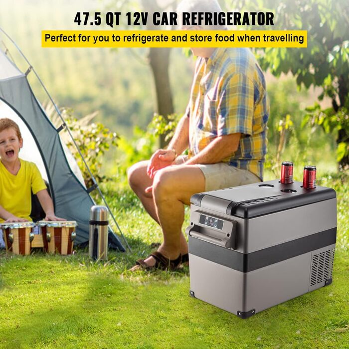 Автохолодильник VEVOR 35/45л нержавіюча сталь 12/24V, 220V: портативний компресорний кулер для авто, вантажівок, кемпінгу (-20°C до +20°C)