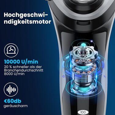 Електрична бритва SweetLF для чоловіків, волога/суха, 4D, з LED-дисплеєм, IPX7, чорна