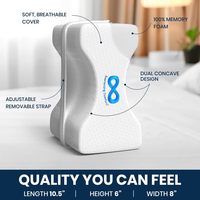 Подушка для ніг Everlasting Comfort - для комфорту в області стегна, спини та коліна. Keilkissen (клиноподібна подушка) для тих, хто спить на боці, з регульованим ремінцем та знімним чохлом