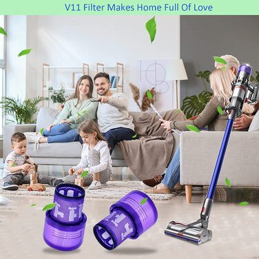 Комплект з 4 фільтрів Laukowind для пилососа Dyson V12, багаторазові миючі фільтри для Dyson V12 Detect Absolute Extra, Total Clean, Fluffy, заміна 971517-01