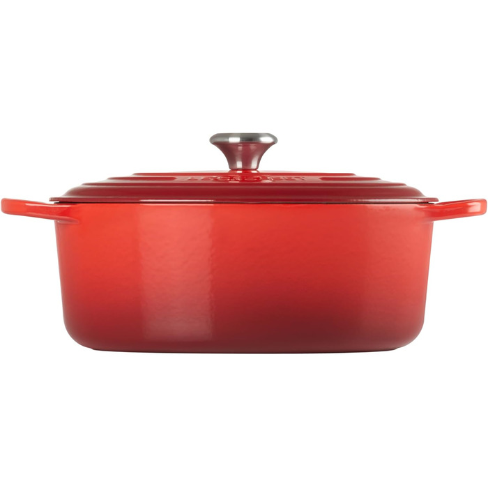 Чавунна овальна жаровня Le Creuset Signature з кришкою, 31 см, 6,3 л, для всіх плит і індукції, червона