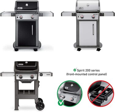 Емальований гриль-решітка Onlyfire для Weber Spirit 200 серії, 44,2x25,7 см, 2 шт., чорна, запасна деталь для газового гриля E-210, E-220, S-210, S-220