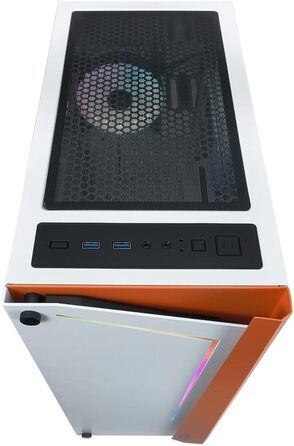 Корпус для ПК Azza Apollo 430W-DF2, білий/помаранчевий, загартоване скло, ATX Mid-Tower