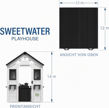 Дитячий дерев'яний будиночок Backyard Discovery Sweetwater для саду: ігровий комплекс з вікнами (коричневий/чорний, білий/антрацит)